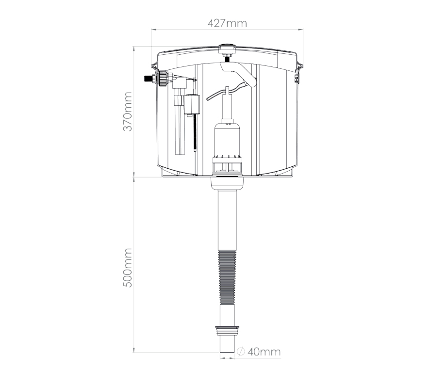 Wall Hung Reservoir with Button technique drawing